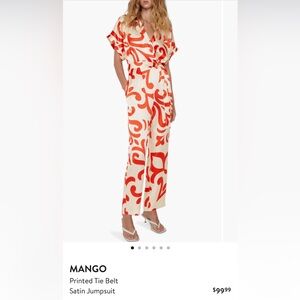 Mango Red and Cream Patterned Jumpsuit